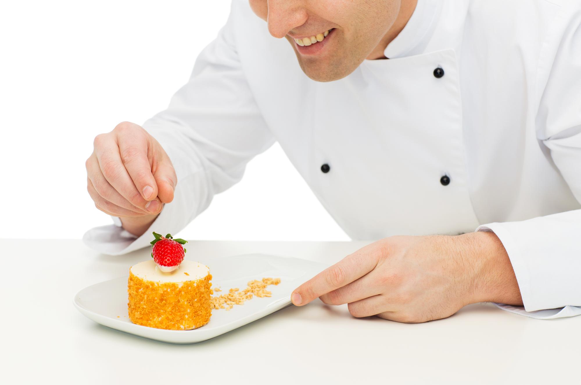 Guest teacher plating dessert